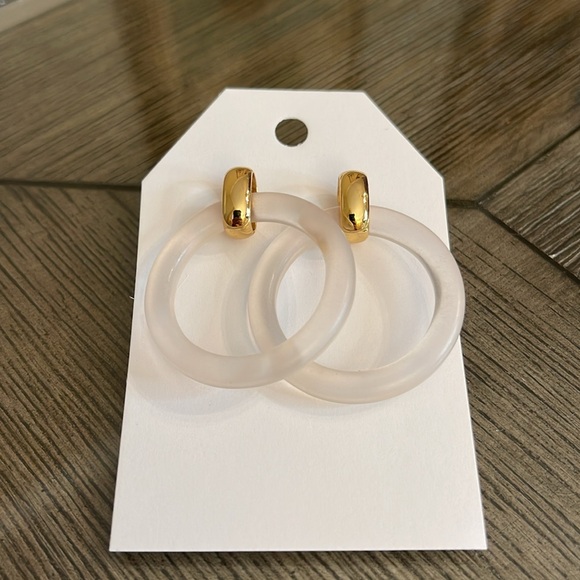 Frosted Lucite Door Knocker Earrings - Picture 10 of 16